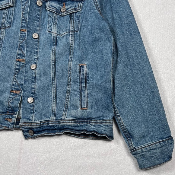 Old Navy Denim Jacket Womens LG Button‎ Front Pockets Blue Trucker Jean Jacket - Picture 7 of 14